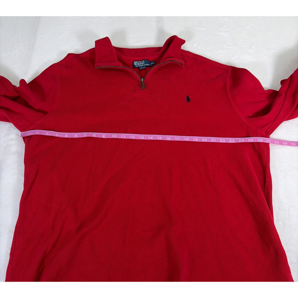 Polo Ralph Lauren Mens XXL Red Quarter Zip Pullovers Pony Cotton Bnfts Charity - Picture 6 of 10